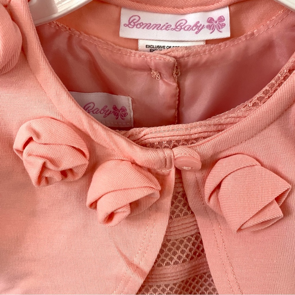 BONNIE BABY Emmie Knit Party Dess Cardigan Salmon Pink 24 Months Pageant Easter - Picture 11 of 16
